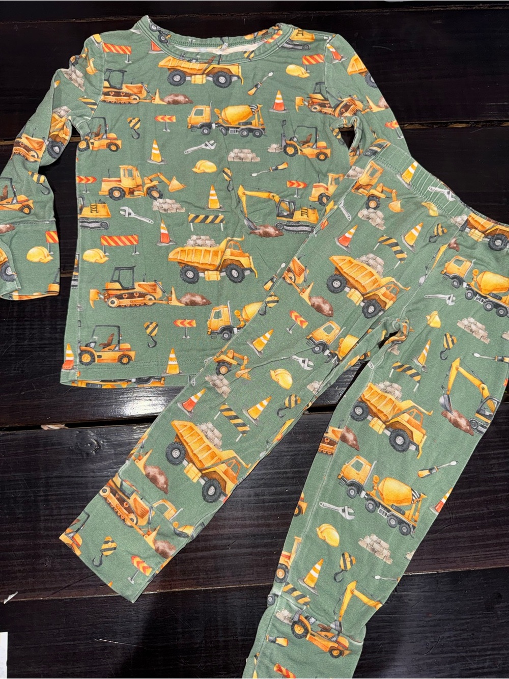 Posh Peanut Crawford Pajama Set Construction Trucks *Bamboo*